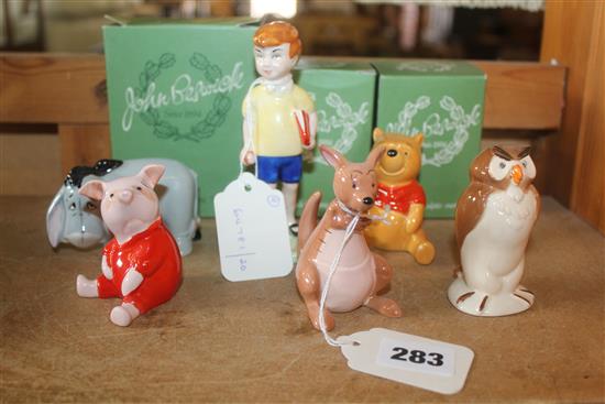 Eight Beswick Walt Disney Winnie the Pooh figures & a Chamois (9 - 3 boxed)